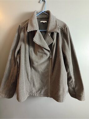 Isaac Mizrahi Live! Asymmetrical Zip Herringbone Moto Jacket Women's Sz 2x
